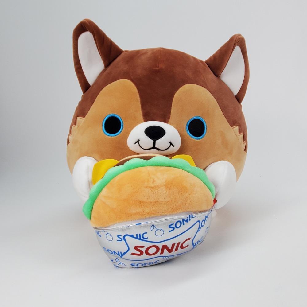 ZURU‎ Snackles Sonic Drive-In Corgi Plush Brown Tan Dog Hamburger 11 Inch